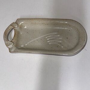 Parmentier pottery small handled serving dish cheese butter 9.5” by 4.5”